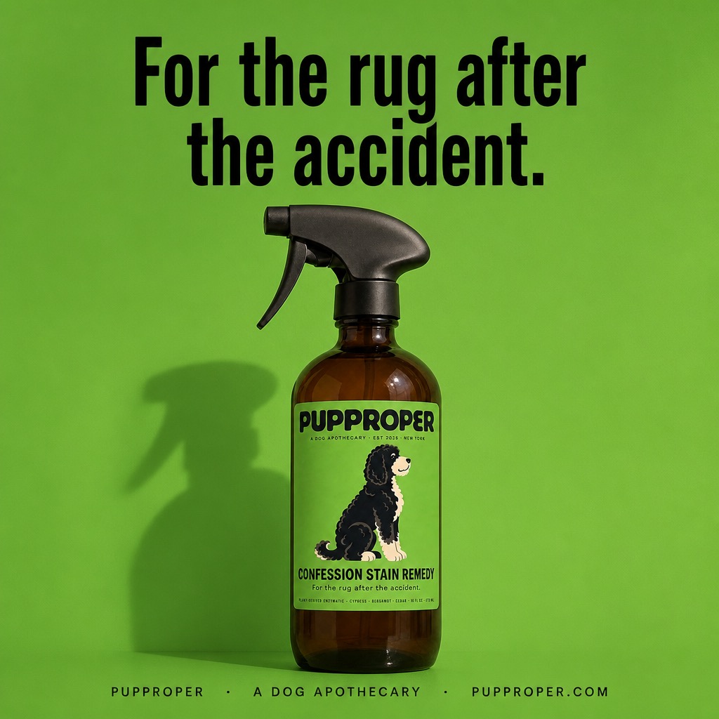 Confession Stain Remedy on a sage field — for the rug after the accident.
